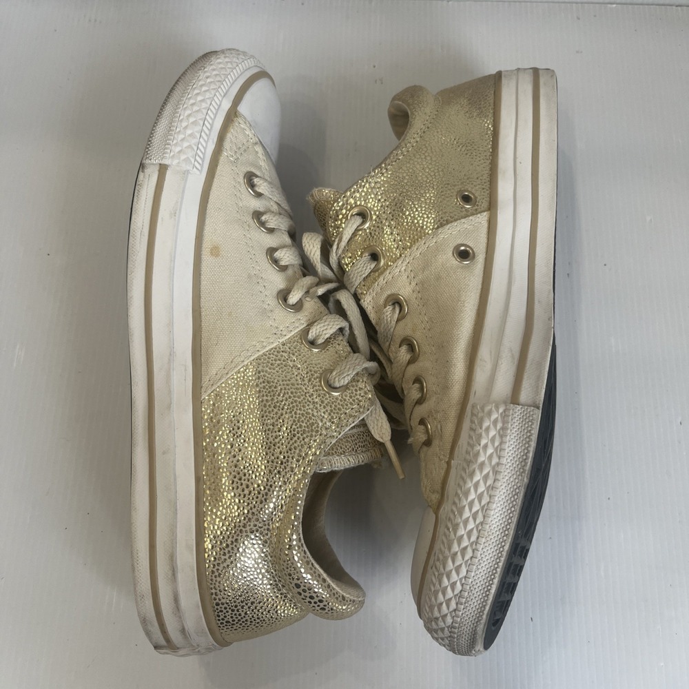 Converse Chuck Taylor All Star Madison Metallic Gold Off White Canvas Shoes Sz 8 - Picture 7 of 14